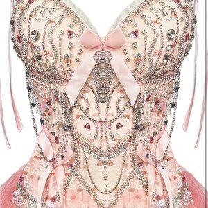 Elegant Pink Embellished Dress festival wear prom dress rave